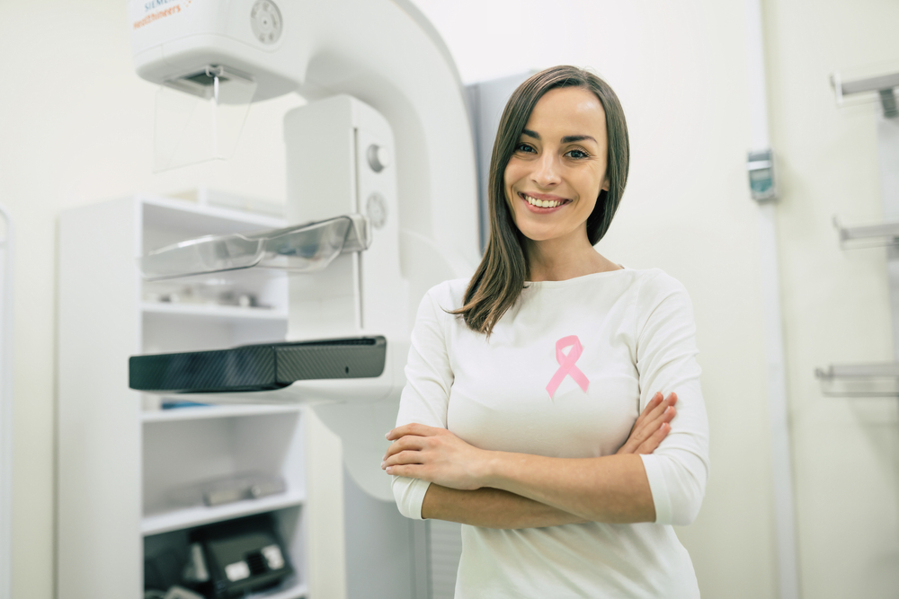 Woman smiling after mammography