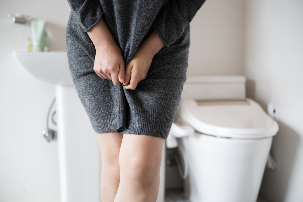 woman with urinary incontinence.